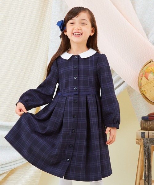「CHOPIN」 「KIDS」長袖ワンピース 130cm ネイビー キッズ_画像4