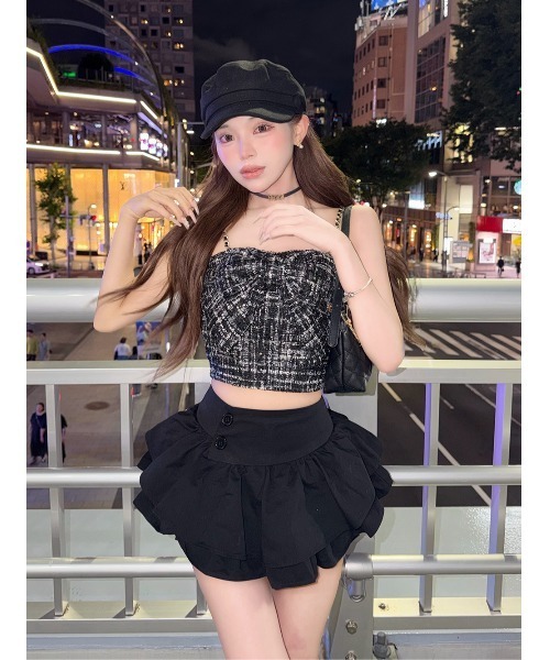Darich（ダーリッチ） カップ付き キャミソール ビッグリボンツイード