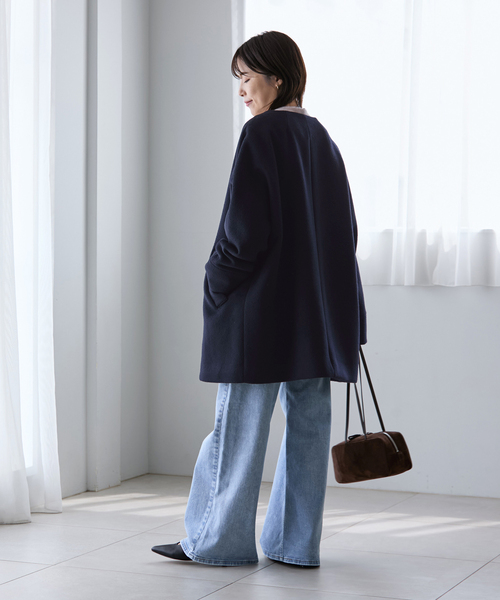 未使用　La TOTALITE ウールカシミヤ　ミドル丈　ノーカラーコート La TOTALITE（ラ トータリテ） ノーカラーコート コート TICCA