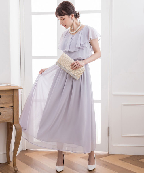 DRESS STAR ドレス シフォンマキシ丈ロングドレスパーティー