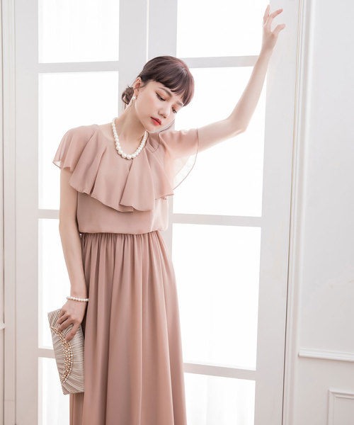 レディース　フォーマルドレス DRESS STAR ドレス シフォンマキシ丈ロングドレスパーティー