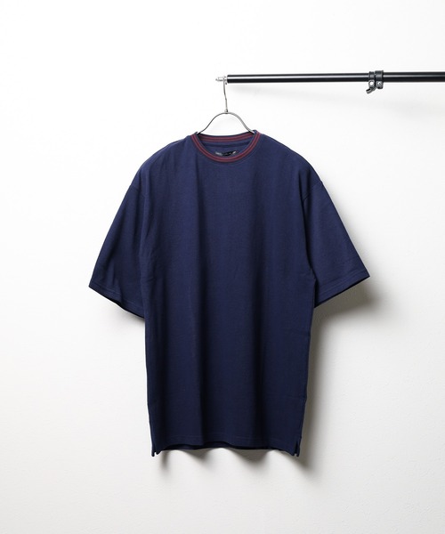 Bling Leads tシャツ 「Bl」鹿の子ライン入り刺繍クルーTシャツ メンズ