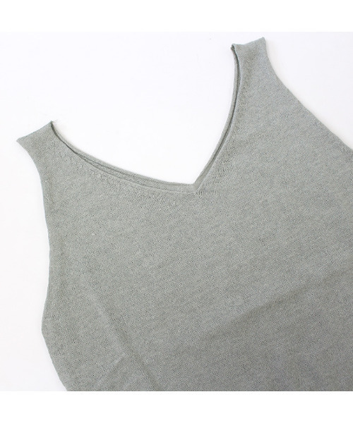 MODE ROBE タンクトップ ノースリーブ Vネックリネンタンク