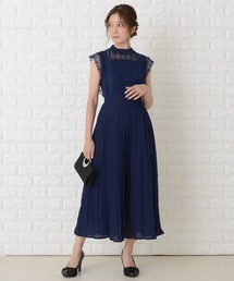 Lace Ladies ドレス ノースリーブプリーツデザインワンピース