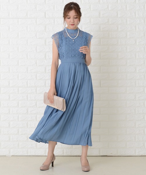 新品 未使用 Vin パープル ロング ワンピース ドレス プリーツ