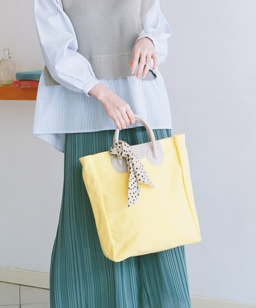 ikka トートバッグ キャンバススカーフ付きトートBAG レディース