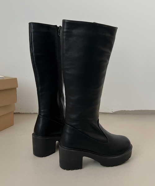 Shoes in Closet ブーツ 軽量厚底 ヒールアップ プレーン ロング