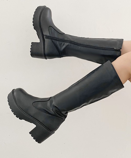 Shoes in Closet ブーツ 軽量厚底 ヒールアップ プレーン ロング