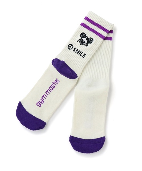 gym master（ジムマスター） 靴下 SMILE刺繍ラインソックス メンズ