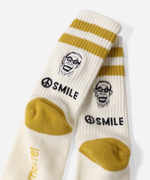 gym master（ジムマスター） 靴下 SMILE刺繍ラインソックス メンズ