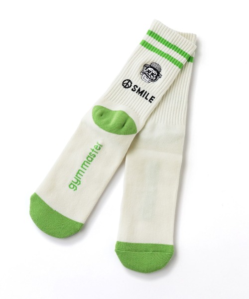 gym master（ジムマスター） 靴下 SMILE刺繍ラインソックス メンズ