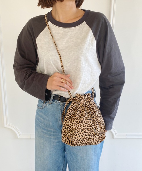 ショルダーバッグ バッグ レオパード巾着ミニショルダーバッグ