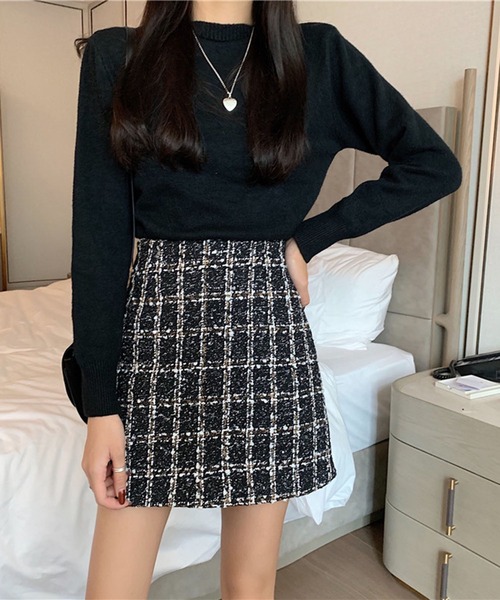 tweed check wrap culottes – shéller / シェリエ