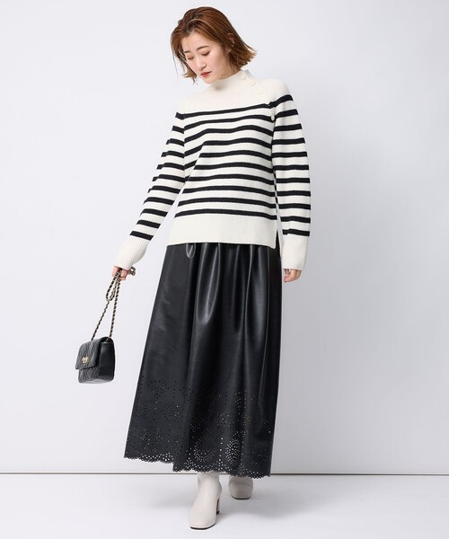 23区 ニット セーター 「洗える」ウールカシミヤ パネルボーダー