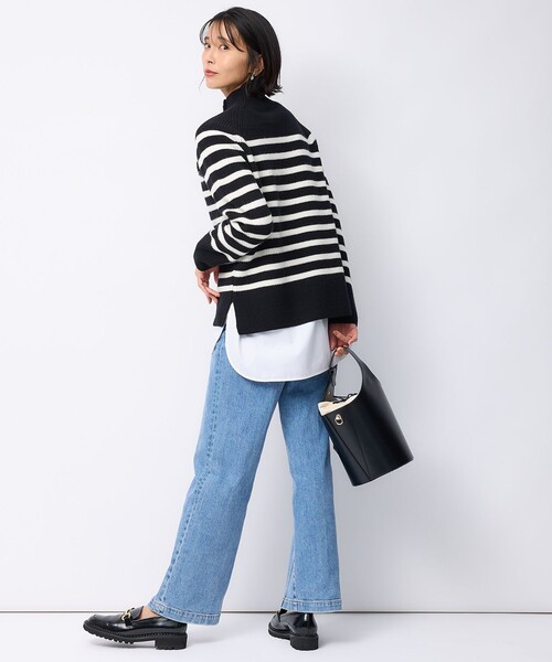 23区 ニット セーター 「洗える」ウールカシミヤ パネルボーダー