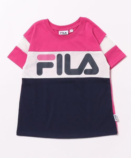25825 FILA レディース 半袖カットソー ピンクX白ボーダー サイズXL