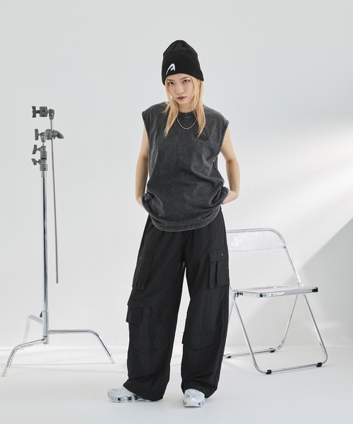 カーゴパンツ マルチポケットドレープオーバーサイズバギーカー