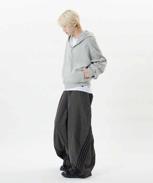 ワイドパンツ パンツ サイドラインカーブトラックパンツ メンズ