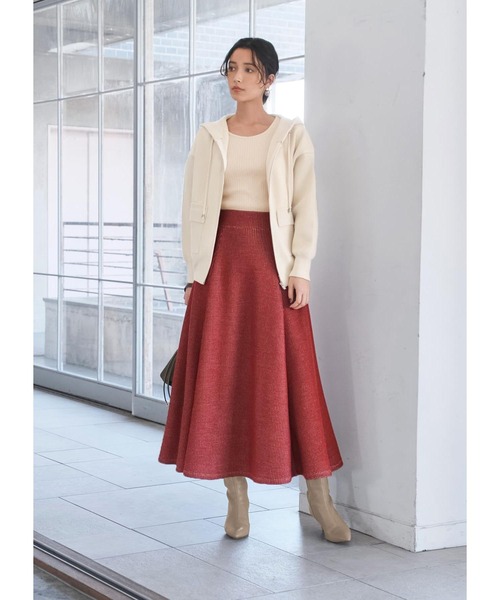 STYLE DELI スカート 「Made in JAPAN」ニット調ワッフルロング