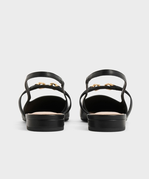 パンプス メタリックアクセント ポインテッドトゥスリングバックパンプス CHARLES ＆ KEITH パンプス メタリックアクセント ポインテッド