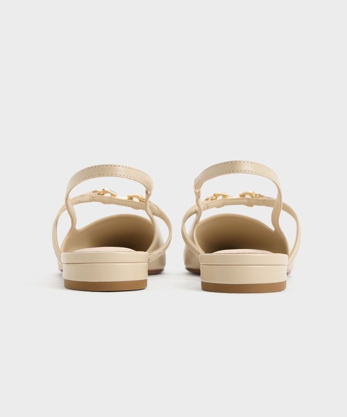 CHARLES ＆ KEITH パンプス メタリックアクセント ポインデッド