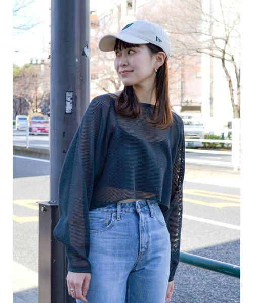 Ungrid - ショートデザインメッシュロングスリーブTee Ungrid（アングリッド）の「ショートデザインメッシュロング