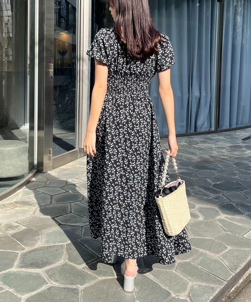 ワンピース シャーリングパフスリーブワンピース「S/Mサイズ展開  