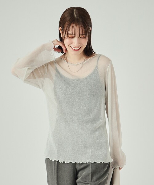 TAN SPARKLED TEE ラメシアーカットソー TAN SPARKLED TEE ラメシアーカットソー glitter sheer tops