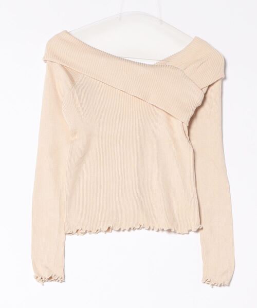 AsheKsha ニット 三色展開 オフショルダーニットトップス
