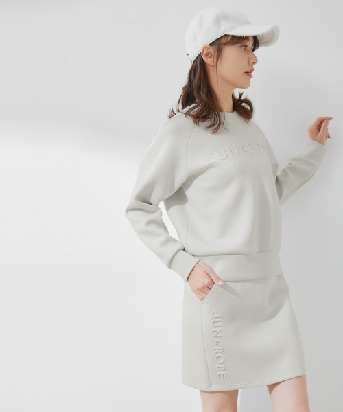 JUN&ROPE ホワイト スウェットセットアップ　M ゴルフダンボールニット JUN&ROPE'（ジュンアンドロペ） トレーナー スウェット ダンボール