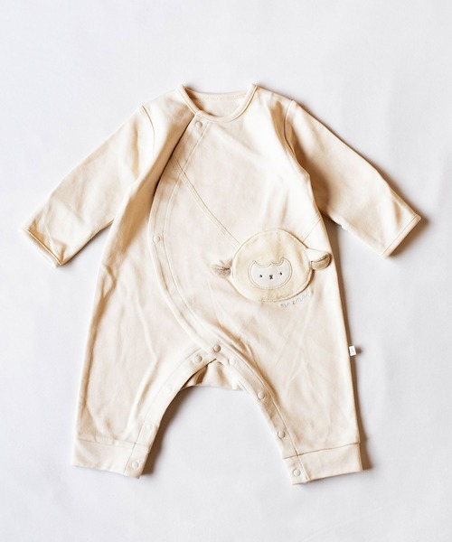 MUUET★オーガニックリサイクルコットンロンパース＆ボレロ★モクベージュ mocmof（モクモフ） ベビー服 ロンパース アニマル ポシェット