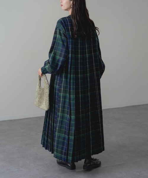 ワンピース 「refinedworks」 オリジナル起毛チェックのプリーツ