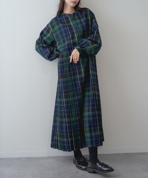 ワンピース 「refinedworks」 オリジナル起毛チェックのプリーツ
