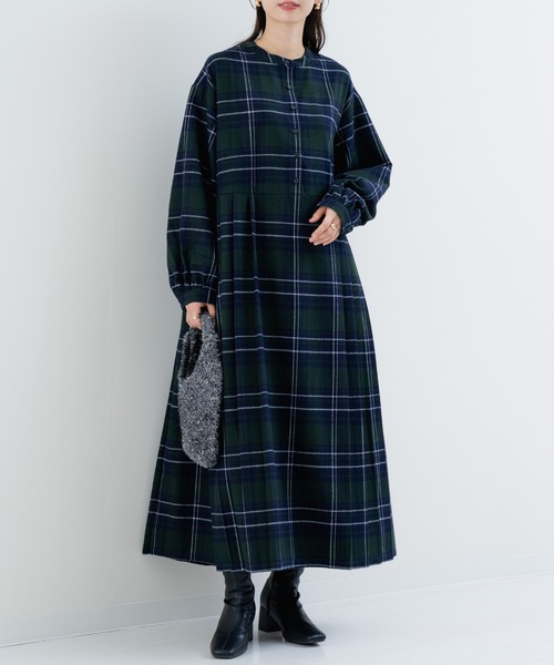 ワンピース 「refinedworks」 オリジナル起毛チェックのプリーツ