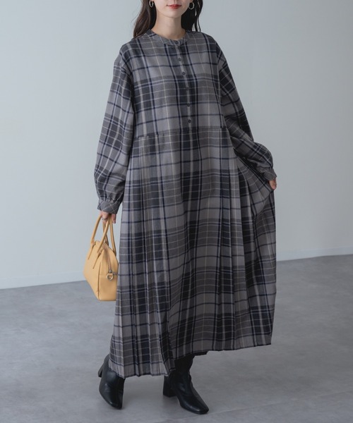 ワンピース 「refinedworks」 オリジナル起毛チェックのプリーツ