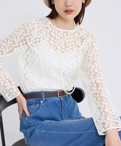 ROPE' PICNIC ブラウス シャツ フラワーレースブラウス