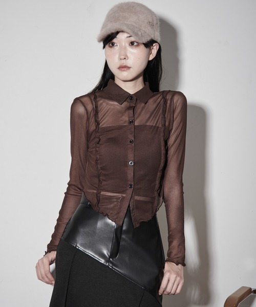 ブラウス シャツ メッシュシアーシャツ レディース : ZOZOTOWN
