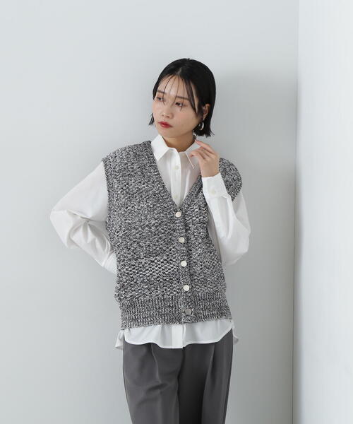 N.Natural Beauty Basic ベスト ジレ ミックスヤーンニット
