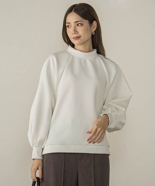 tシャツ ダンボールモックネックプルオーバー「手洗い可能」 レディース