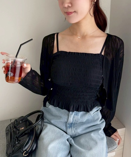 タグ付き新品未使用✨️CARLA完売品 フラッフィーキャミソール 黒 立体感 春夏 one after another NICE CLAUP ブラトップ カップ付き キャミソール