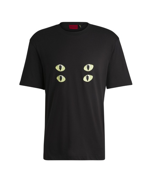 HUGO tシャツ コットンジャージー Tシャツ キャットアイ グラフィック