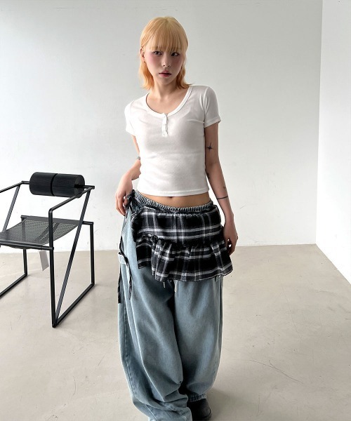 tricot COMME des GARCONSラップスカート　チェック　フリル tricot COMME des GARCONSラップスカート チェック フリル
