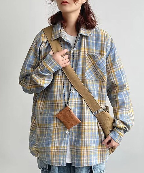 ARCHIVER シャツ 「Bz」ルーズシルエットネルチェック長袖シャツ