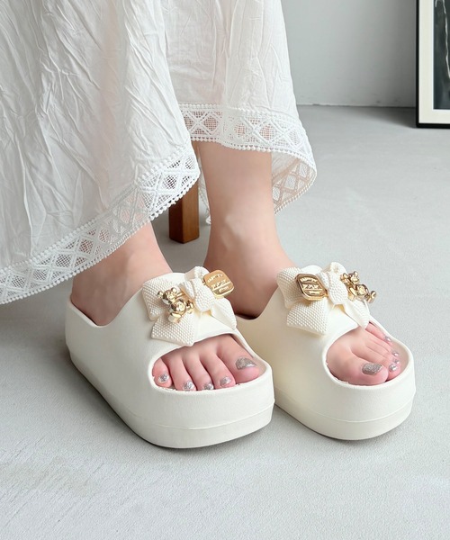 LUGG NAGG サンダル 「軽量」リボンモチーフつき厚底シャワー