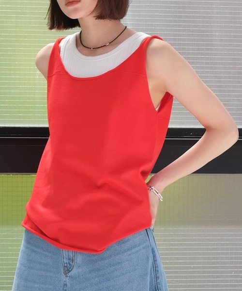 AKTE（アクテ） タンクトップ ノースリーブ ナローストラップニット
