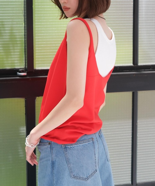 AKTE(アクテ) タンクトップ ノースリーブ ナローストラップニット AKTE(アクテ) タンクトップ ノースリーブ ナローストラップニット