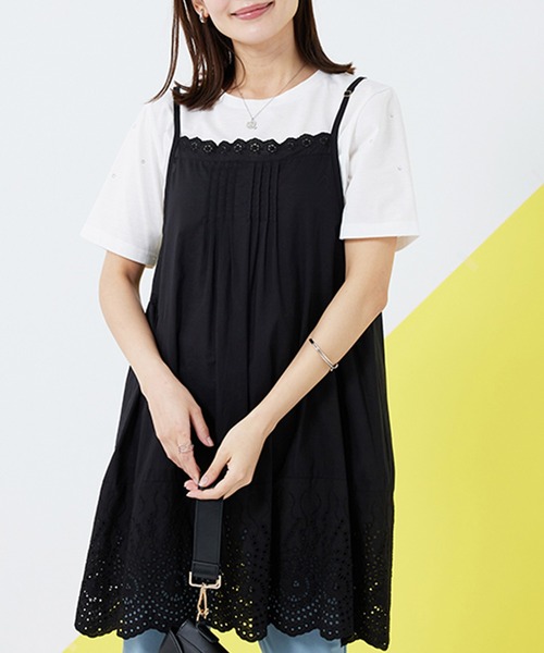BELLUNA PLUS（ベルーナプラス） チュニック 刺しゅう使いキャミ