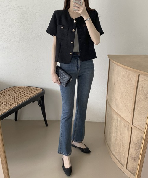 【極美品✨】LOUNIE ノーカラージャケット ツイードジャケット 36 S 極美品✨】LOUNIE ノーカラージャケット ツイードジャケット 36