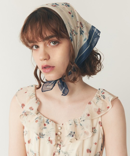 4141 DEICY デイシー 新品 ドット柄ワンピース シフォン フリル レディース 小花柄フリルハイネックウエストマークシフォン