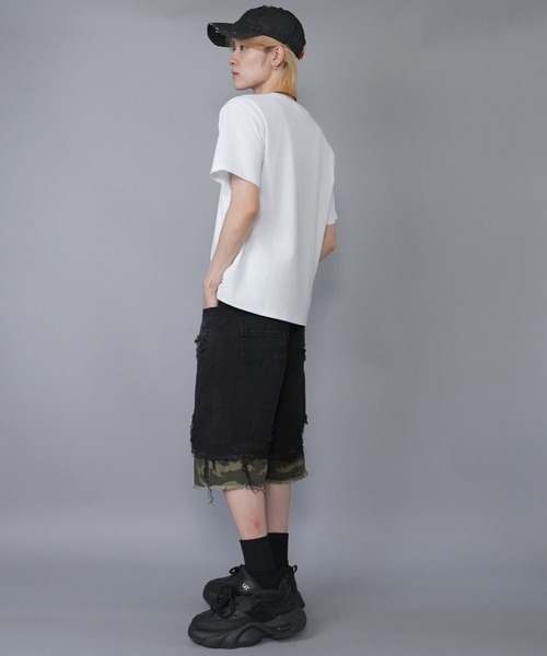 SPINNS（スピンズ） ハーフパンツ ジーンズ ダメージ加工デニムハーフ